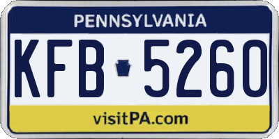 PA license plate KFB5260