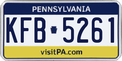 PA license plate KFB5261
