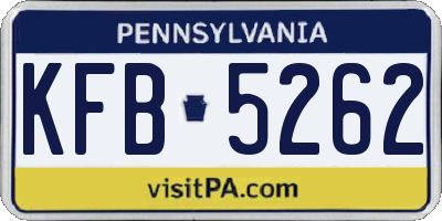 PA license plate KFB5262