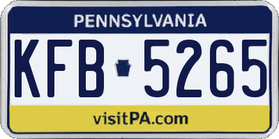 PA license plate KFB5265
