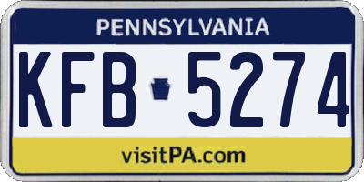 PA license plate KFB5274