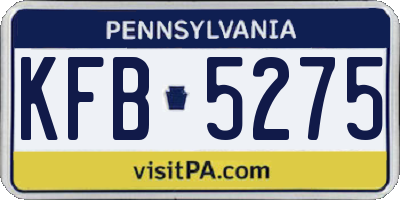 PA license plate KFB5275