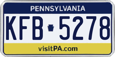PA license plate KFB5278