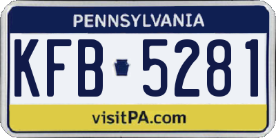 PA license plate KFB5281