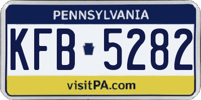 PA license plate KFB5282