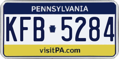PA license plate KFB5284