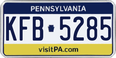 PA license plate KFB5285