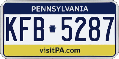 PA license plate KFB5287