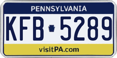 PA license plate KFB5289