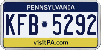PA license plate KFB5292