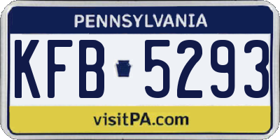 PA license plate KFB5293