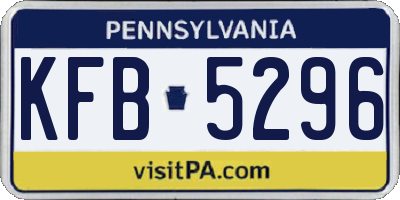PA license plate KFB5296