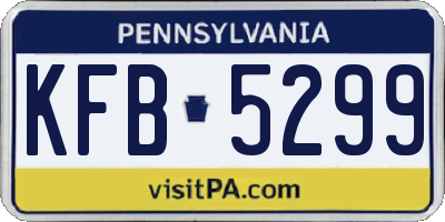PA license plate KFB5299