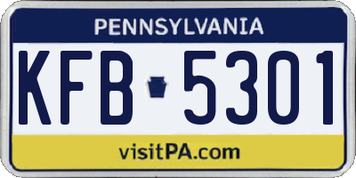 PA license plate KFB5301