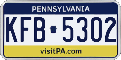 PA license plate KFB5302