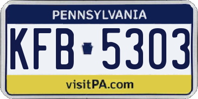 PA license plate KFB5303