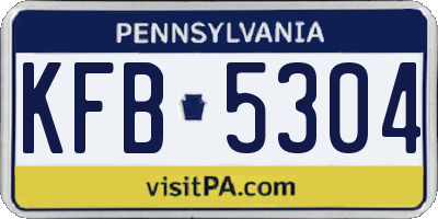 PA license plate KFB5304