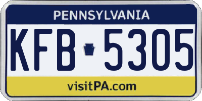 PA license plate KFB5305