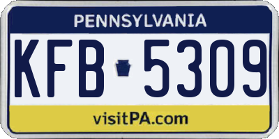 PA license plate KFB5309