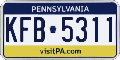 PA license plate KFB5311