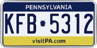 PA license plate KFB5312