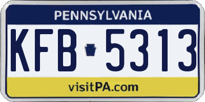 PA license plate KFB5313
