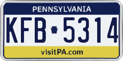 PA license plate KFB5314