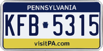 PA license plate KFB5315