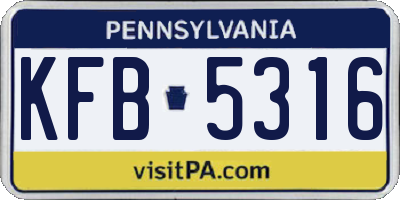 PA license plate KFB5316