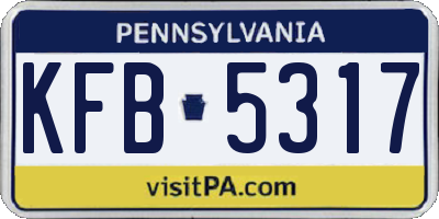 PA license plate KFB5317