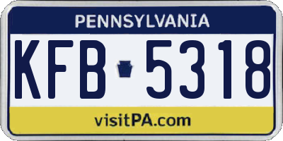 PA license plate KFB5318