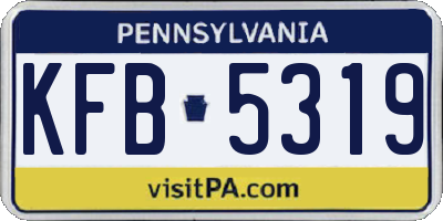 PA license plate KFB5319