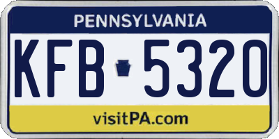 PA license plate KFB5320