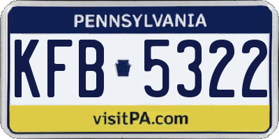 PA license plate KFB5322