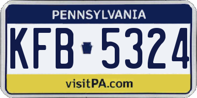 PA license plate KFB5324