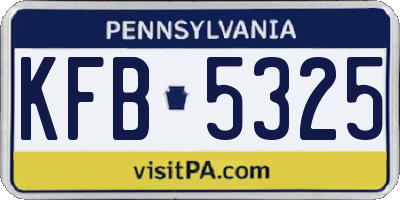 PA license plate KFB5325