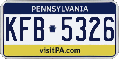 PA license plate KFB5326
