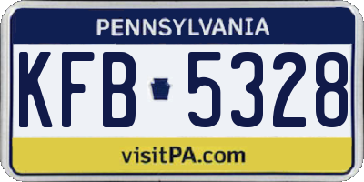 PA license plate KFB5328