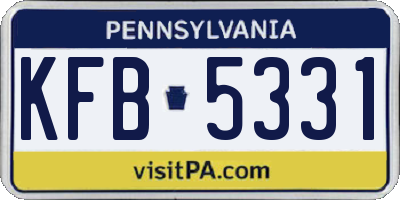 PA license plate KFB5331
