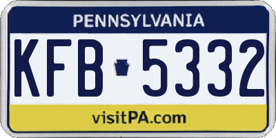 PA license plate KFB5332