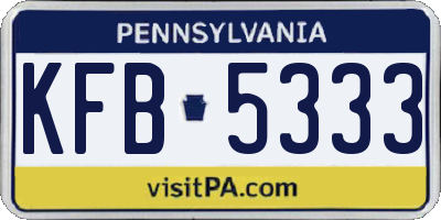 PA license plate KFB5333