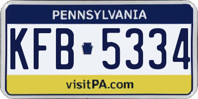 PA license plate KFB5334