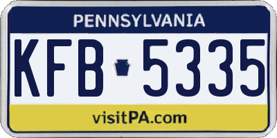 PA license plate KFB5335