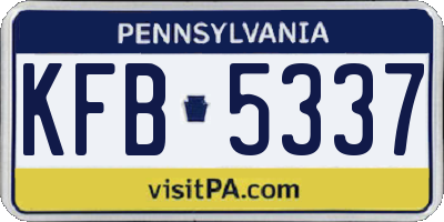 PA license plate KFB5337