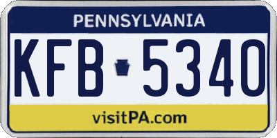 PA license plate KFB5340