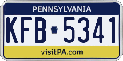 PA license plate KFB5341