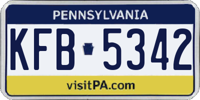PA license plate KFB5342