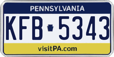 PA license plate KFB5343