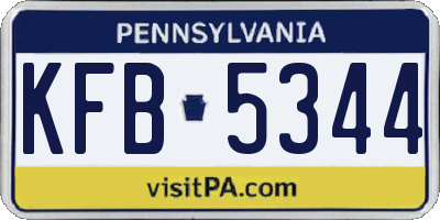 PA license plate KFB5344