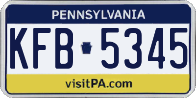 PA license plate KFB5345